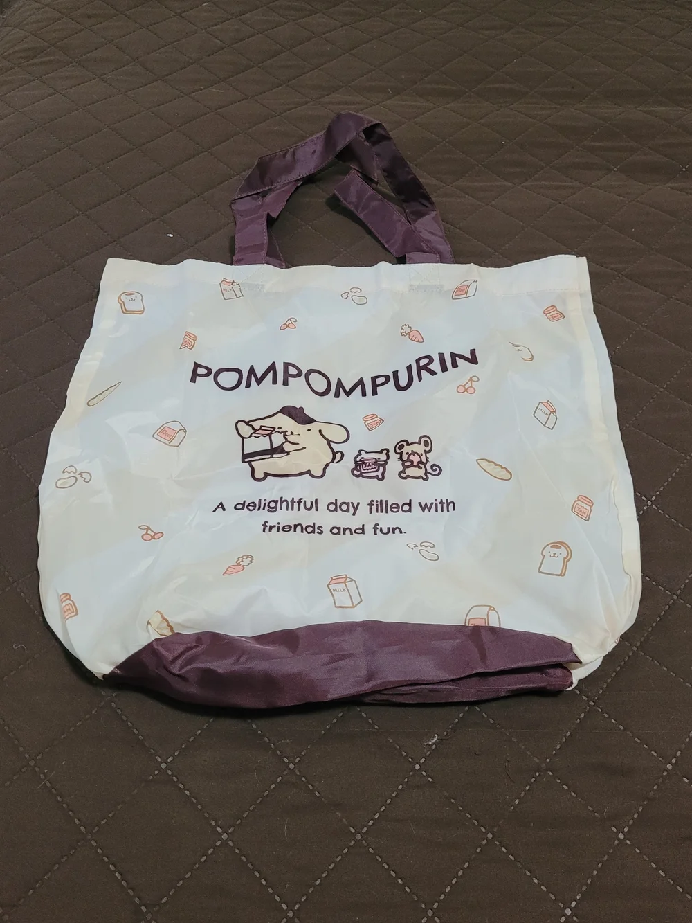 Sanrio Pompompurin Foldable Eco Bag Tote with Zippered Pouch - NWT